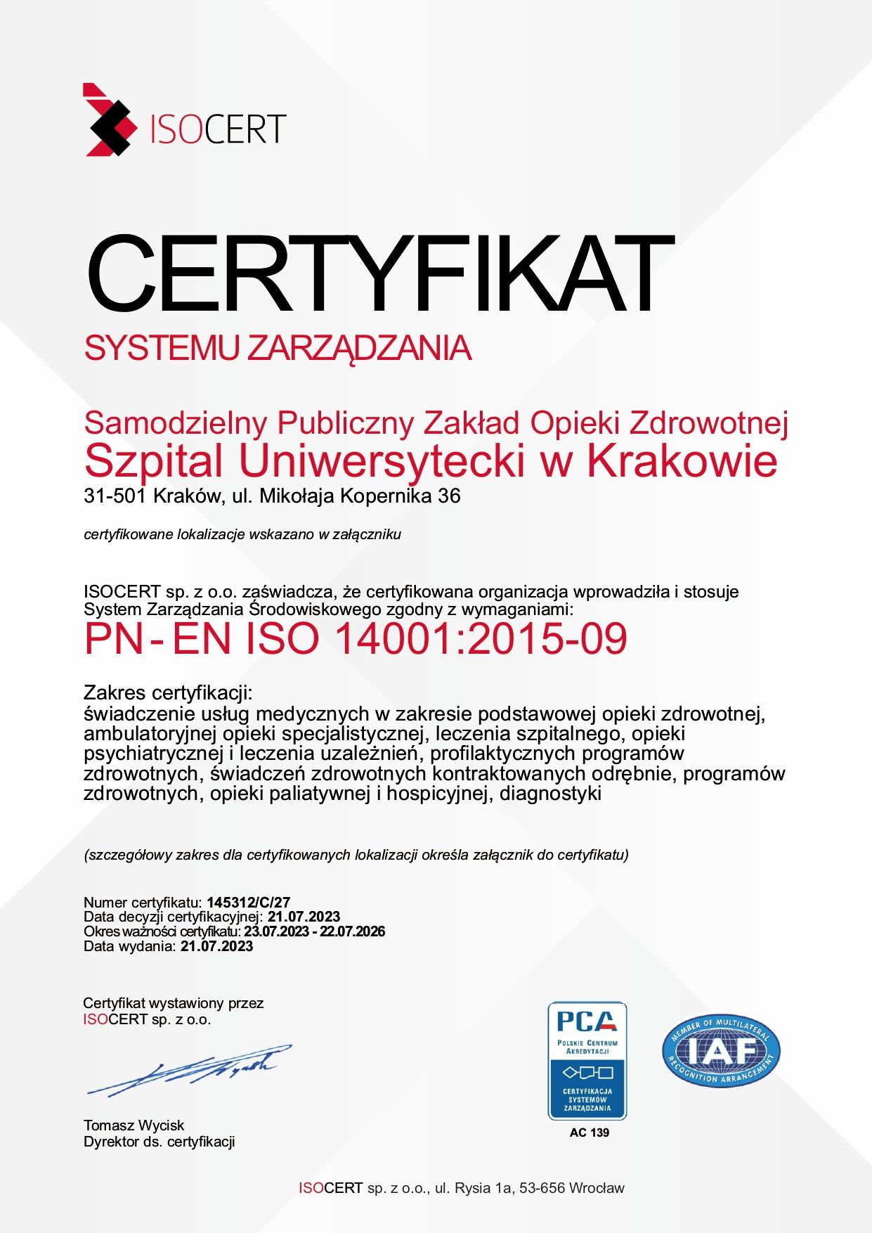 ISO 14001 System Zarządzania Środowiskiem page 0001