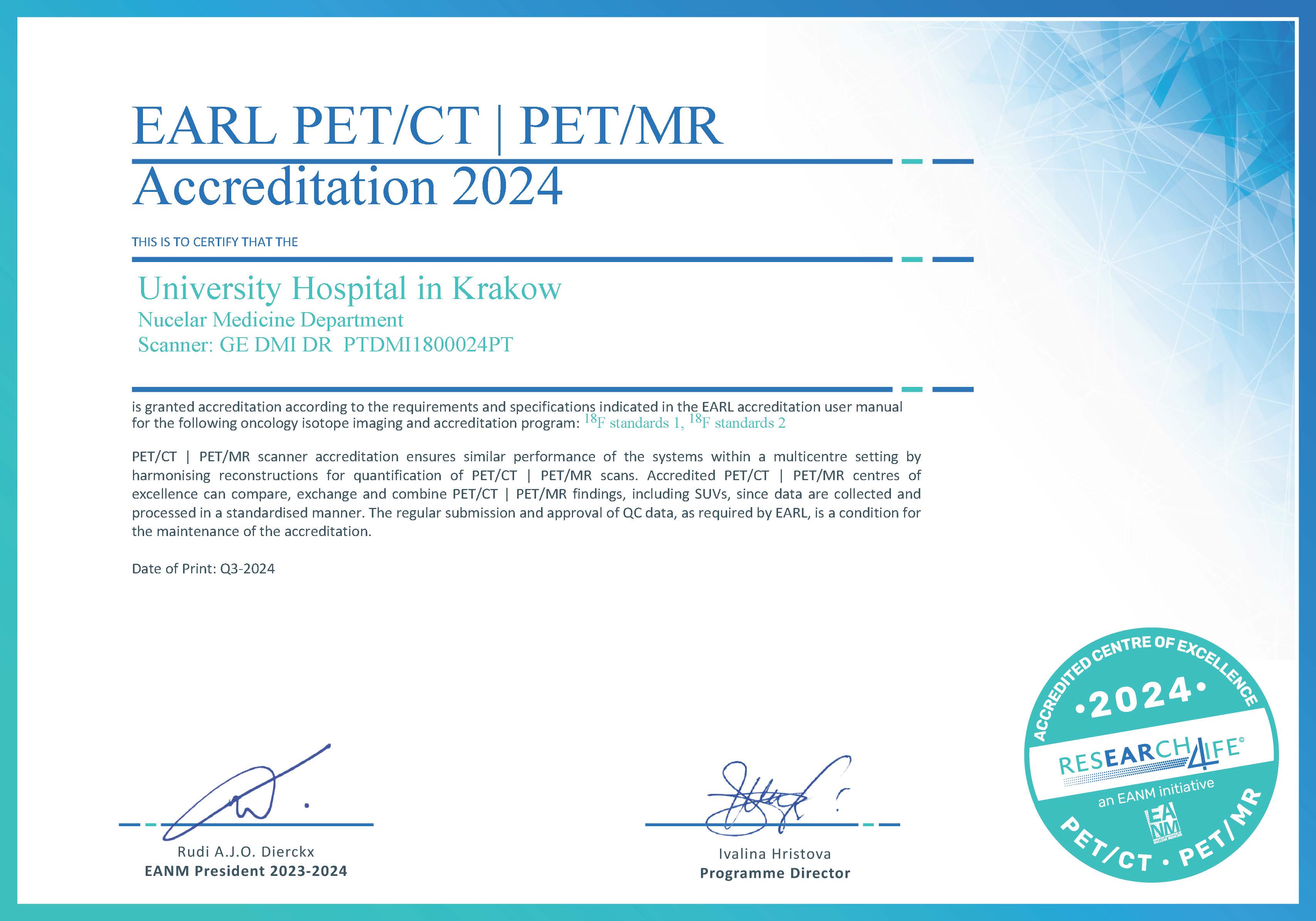 Certyfikaty Europejskiego Stowarzyszenia Medycyny Nuklearnej dla ...