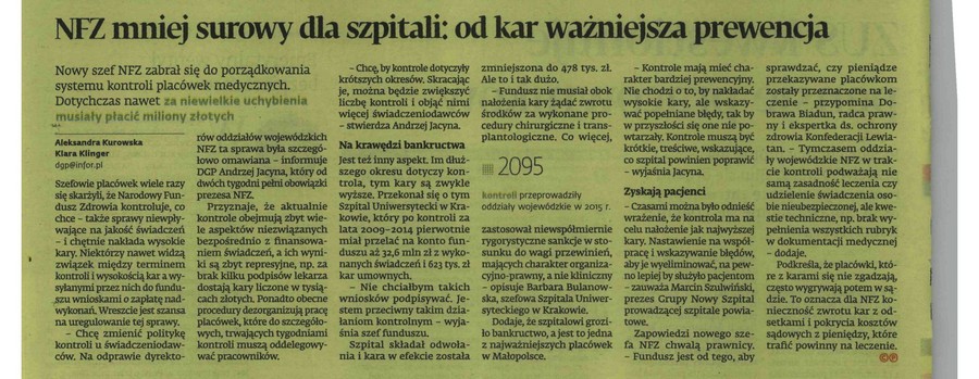 NFZ mniej surowy dla szpitali: od kar ważniejsza prewencja
