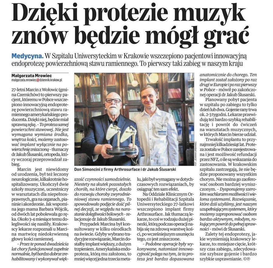 implant jak duza pinezka innowacyjny zabieg przeprowadzono w szpitalu uniwersyteckim w krakowie