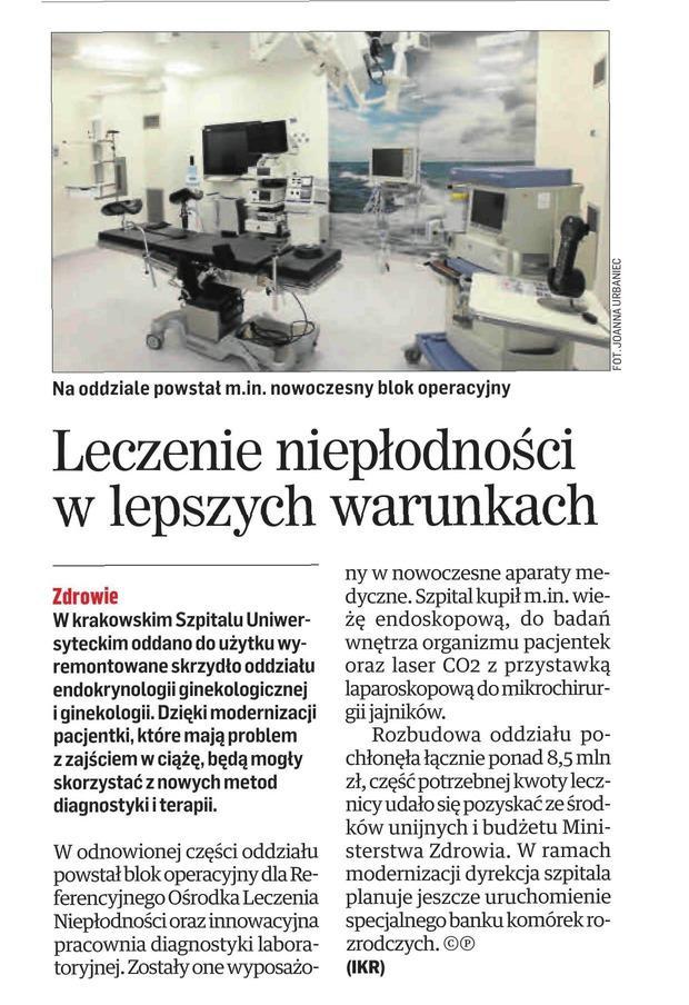 zmodernizowany oddzial endokrynologii ginekologicznej i ginekologii w szpitalu uniwersyteckim