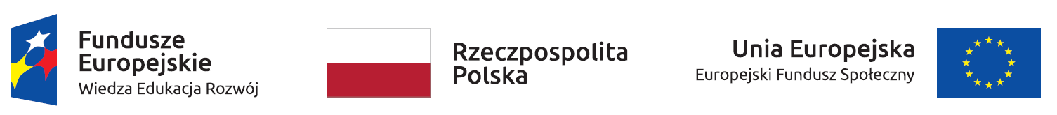 Logotypy: Fundusze Europejskie – Wiedza Edukacja Rozwój, Rzeczypospolita Polska, Unia Europejska – Europejski Fundusz społeczny 