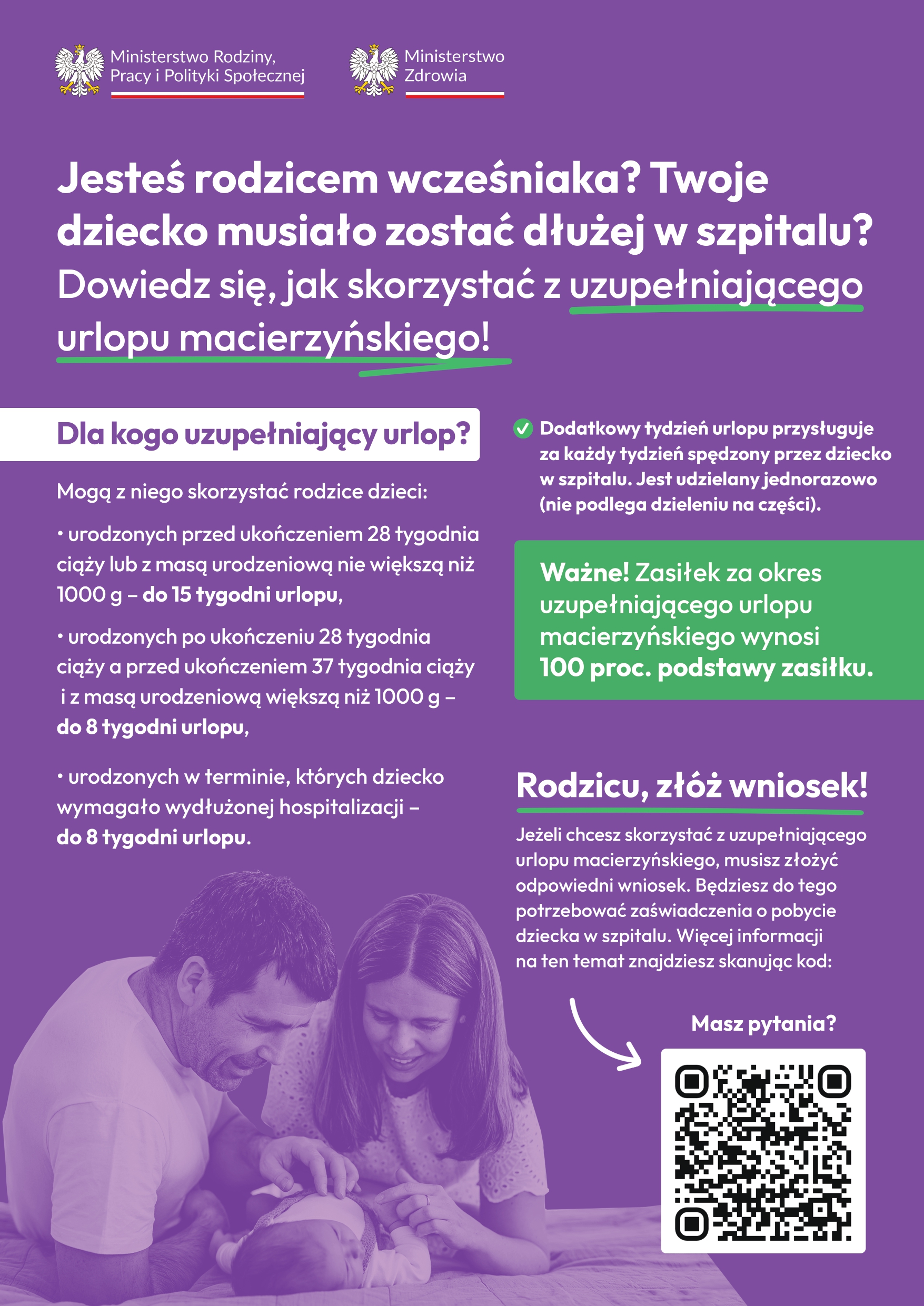 plakat uzupełniający urlop macierzyński wcześniaki i dzieci długotrwale hospitalizowane Załącznik RPW 3050 2026 Załącznik RPW 6735 2026 page 0001